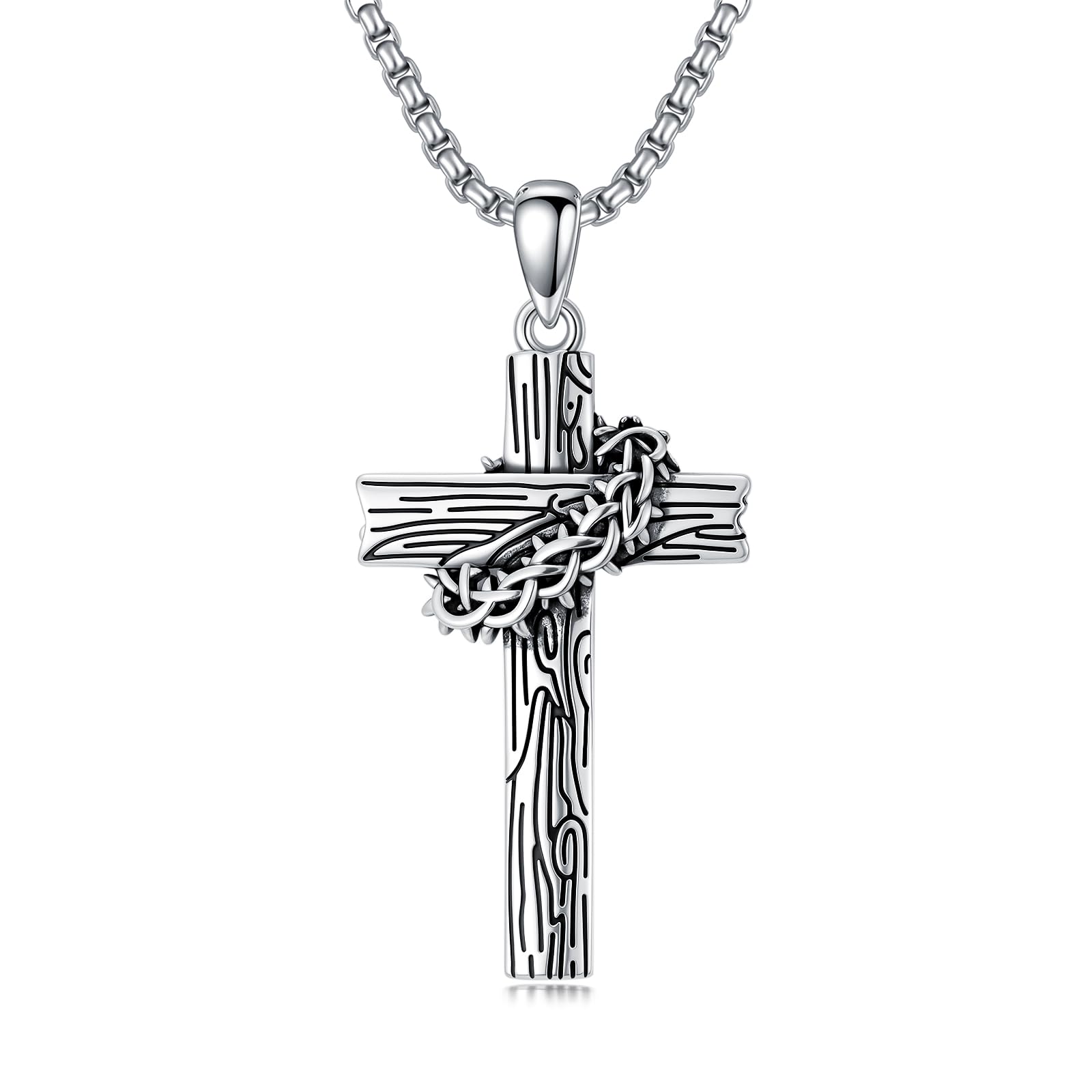 PROESS Kreuz Kette 925 Sterlingsilber Kreuz Anhänger Halskette Christlicher Schmuck Geschenke für Damen Herren
