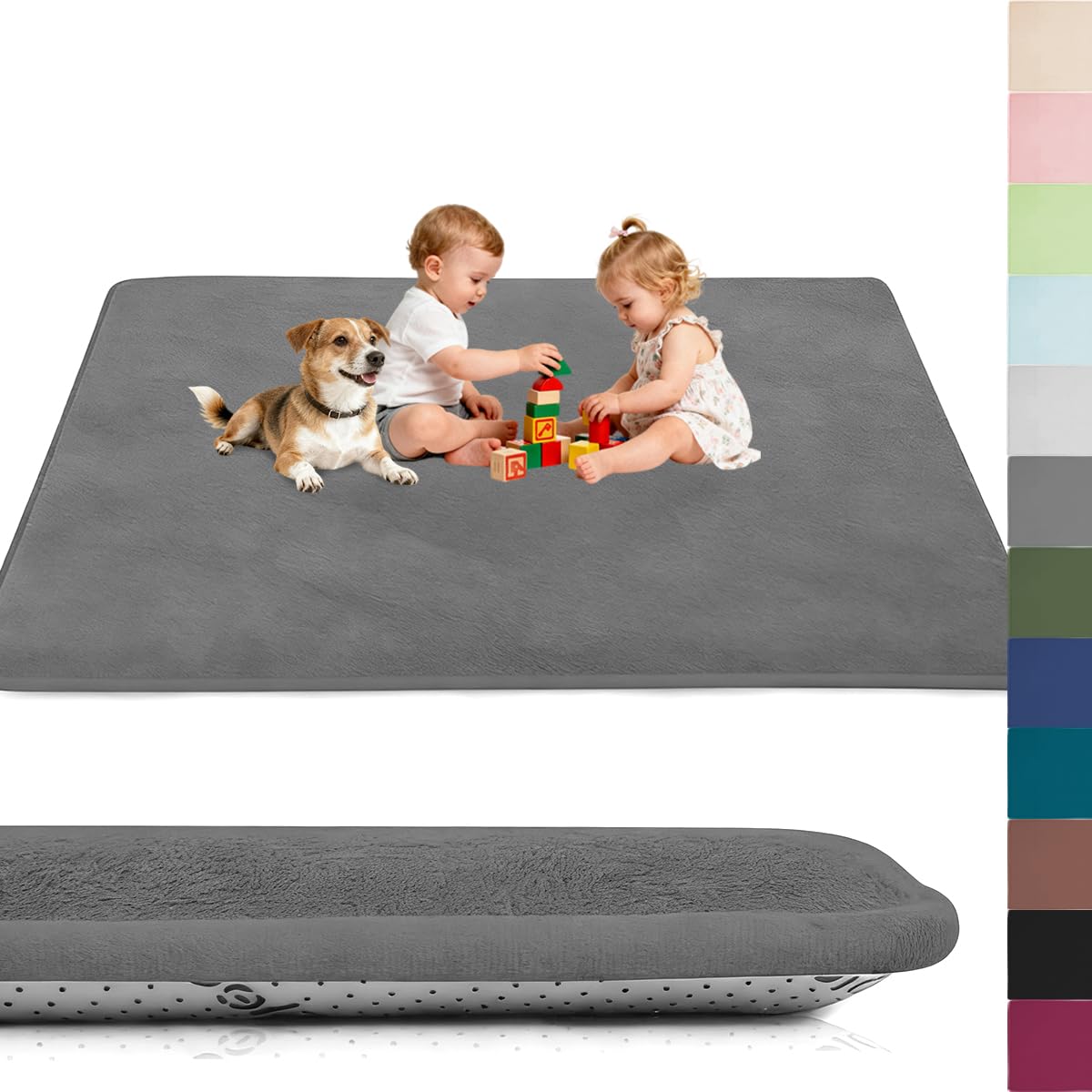 Voxirum Coral Velvet Rug for Children, Crawling Rug Baby, 0.78in Thick Memory Foam Rug, Extra Soft Activity Floor Mat, Non Slip Crawling Mat for Toddlers, Infants, Kids, Yoga Mat, 40 x 120 cm