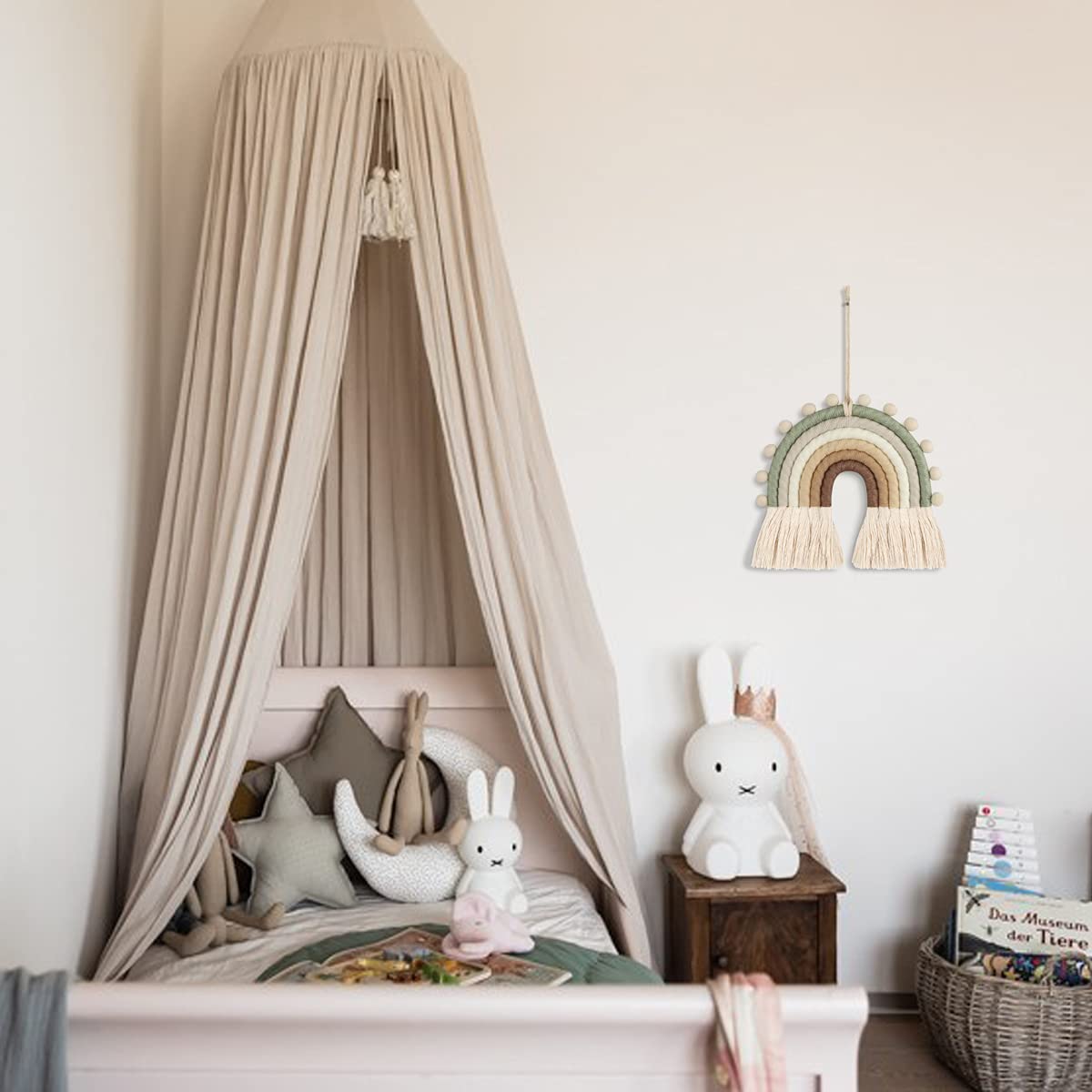 Gancio Con Pompon Colorati Szetosy - Appendifoto Arcobaleno In Macramè Con Pompon, Decorazione Per Camera Bambini Gancio Foto Arcobaleno