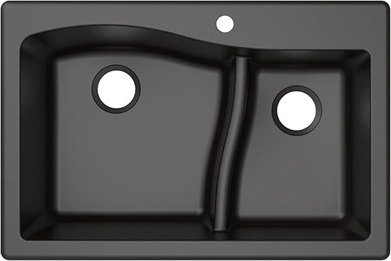 Kraus Quarza Kitchen Sink | 33-Inch 60/40 Bowls | Black Granite | KGD-442 model
