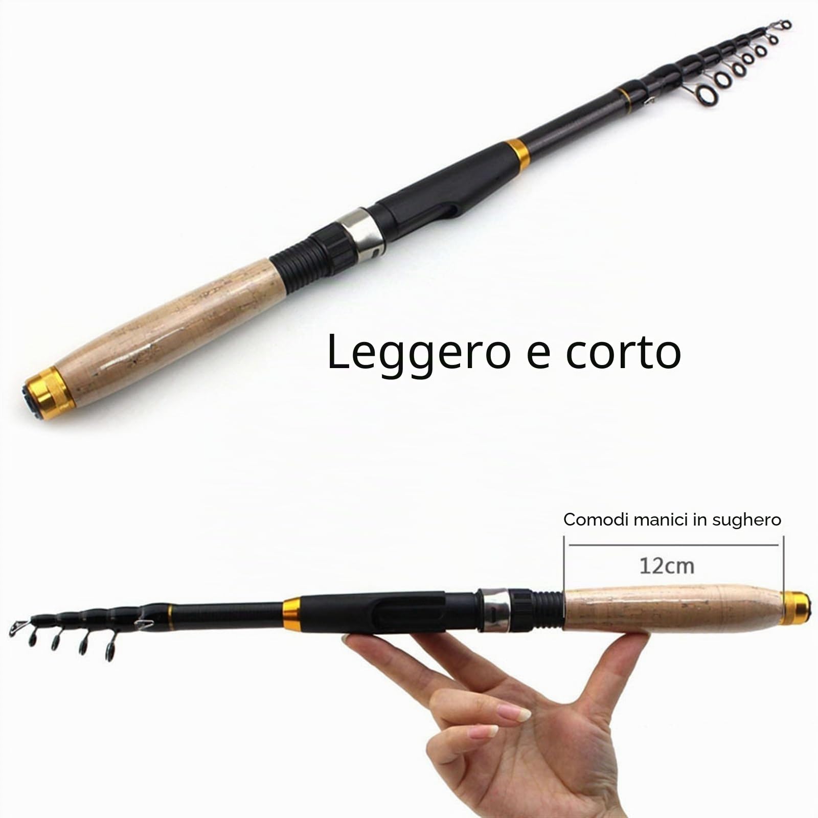 Modello YG020 1.8m-3.6m Canna da Pesca telescopica Multifunzione Manico in Sughero Canna da Spinning for Carpa in Fibra di Carbonio Canna da Viaggio Portatile Attrezzatura for Pesci(3.6)