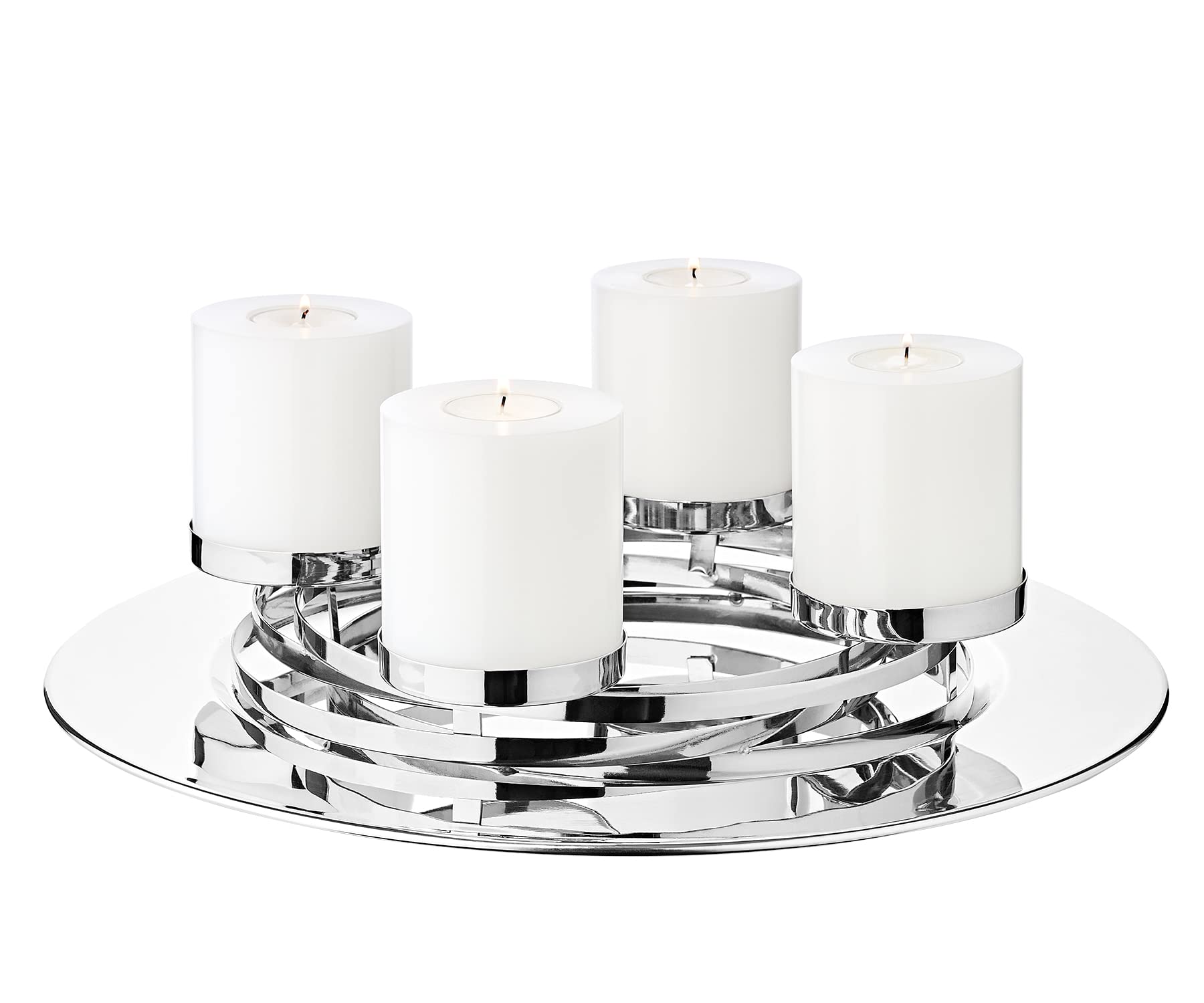 EDZARD Couronne de l'Avent La Annabell, diamètre 39 cm, Acier Inoxydable, Couleur Argent, pour Bougies de ø 8 cm
