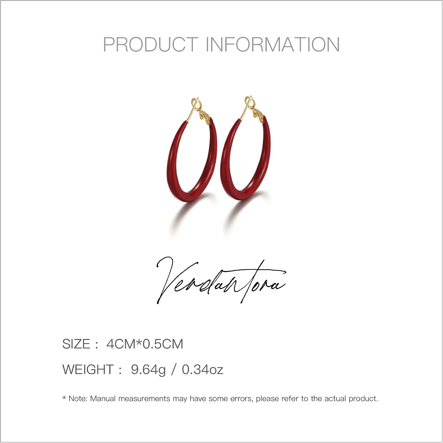 Red Gold Black Hoop Earrings for Women Trendy 18K Gold Plated Statement Vintage Burgundy Hoop Earrings Hypoallergenic Sterling Silver Post Dainty Jewelry Gifts for Women Mother Daughter