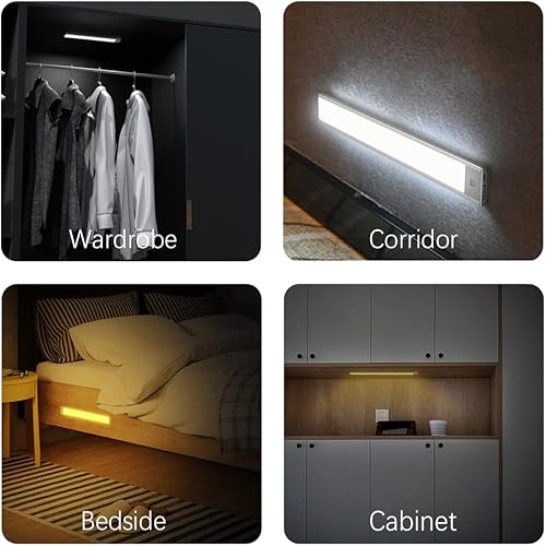 Miniatura 6 de VST Luces para debajo del gabinete, luz con sensor de movimiento para interiores de 2200 mAh recargable, luces de armario con succión magnética,