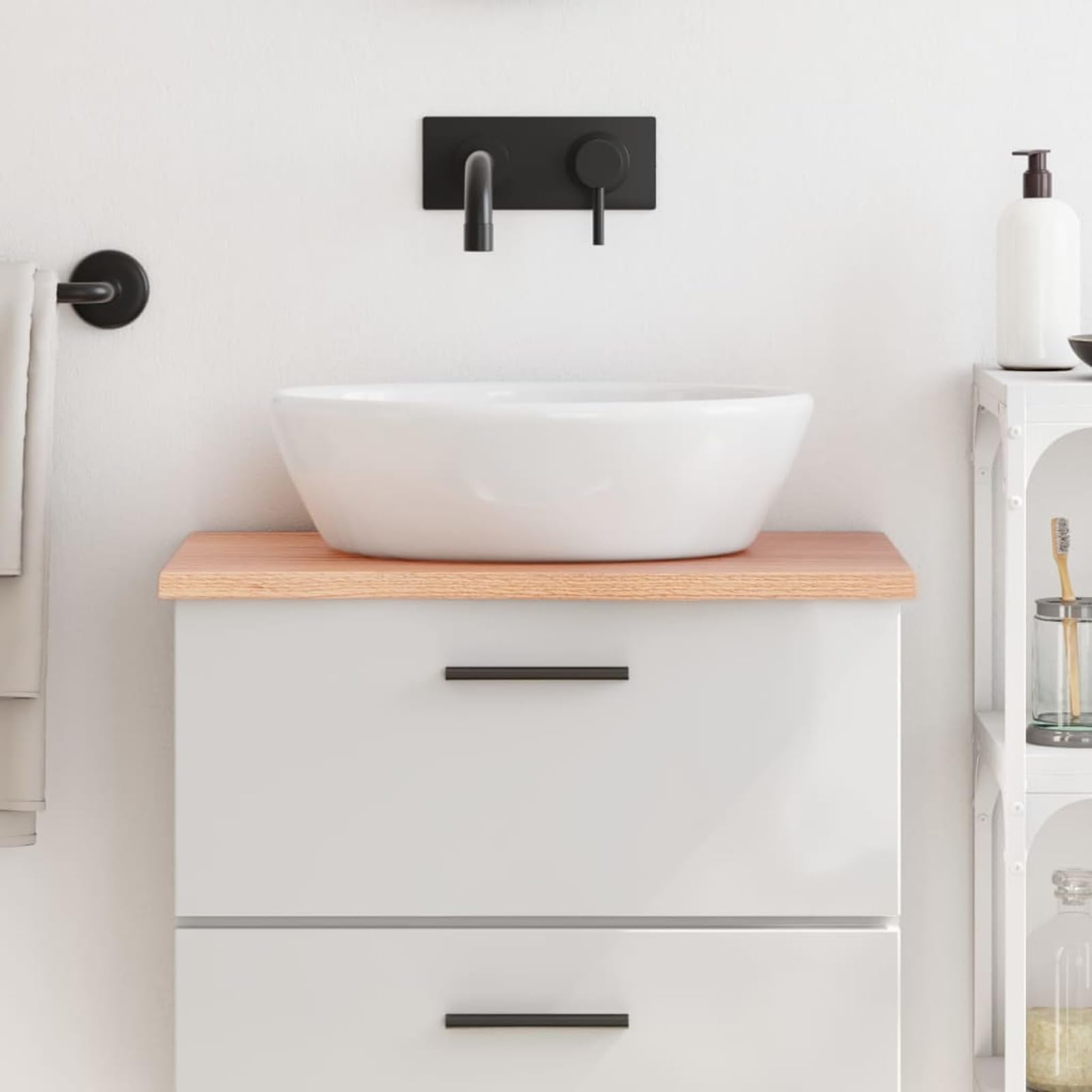 LAPOOH Encimera de baño Madera Maciza tratada marrón Claro 60x30x2 cm, Encimera Cocina, Tablero para Mesa, Encimera Lavabo, Muebles De Baño - 3156101