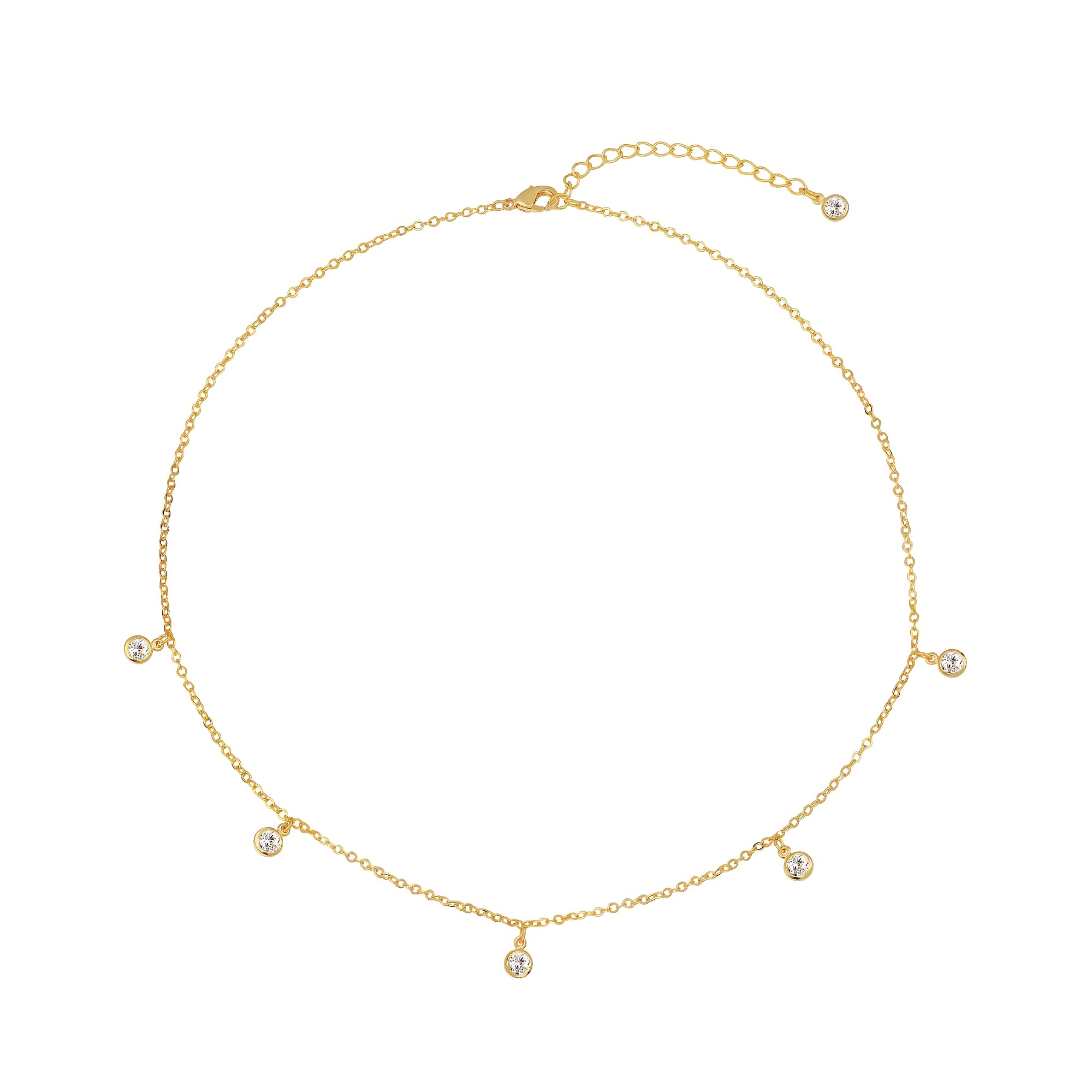 Tewiky Dainty 14k Gold Plated/Silver Cubic Zirconia Necklaces for Women, Simple CZ Jewelry Necklaces Trendy Gifts