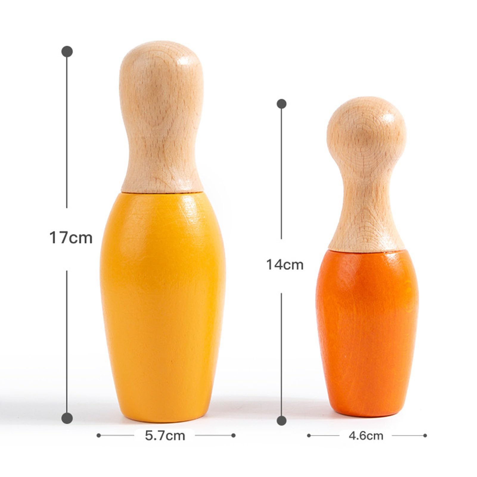Set de Bolos de Madera para niños, Bolos y Bolas Coloridos