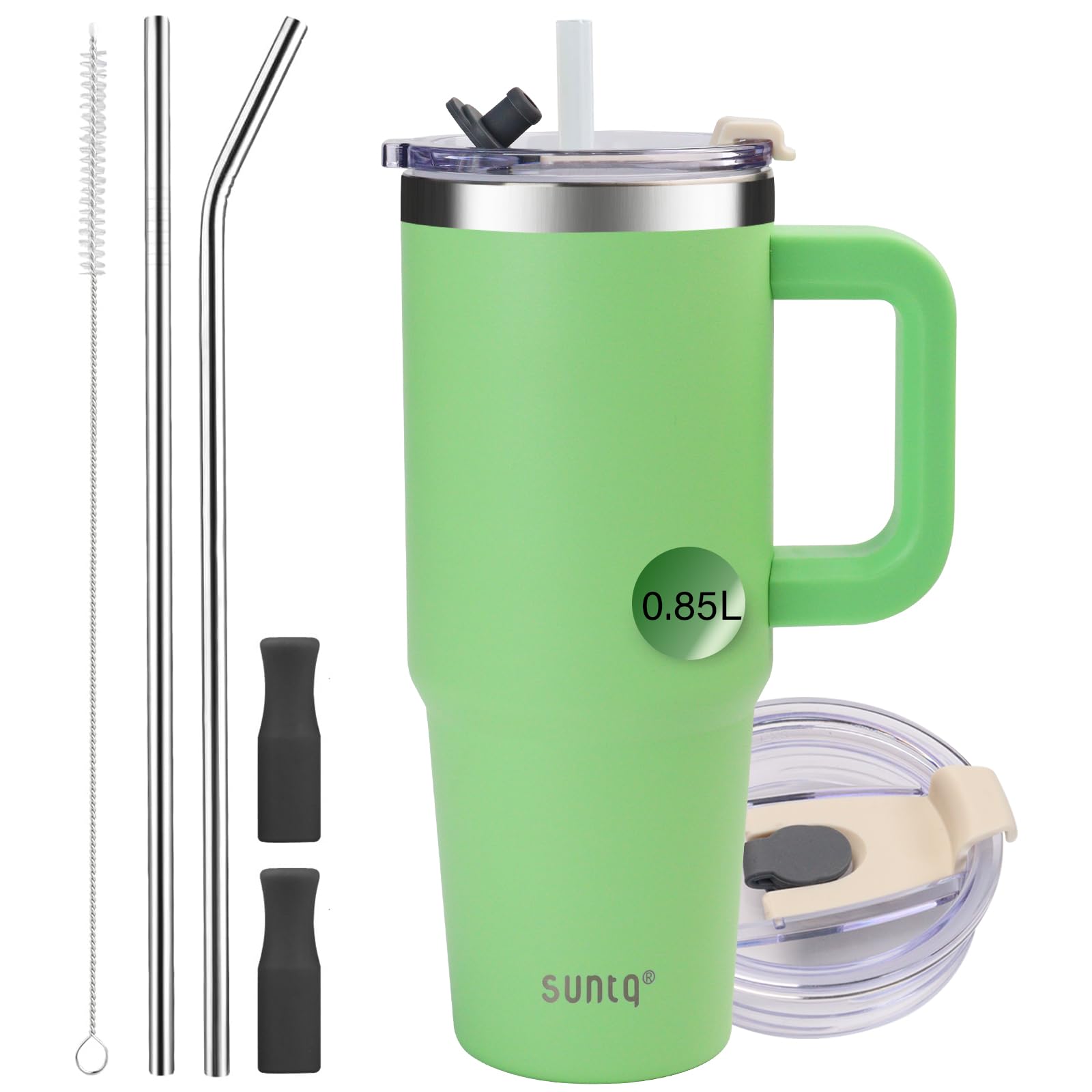 SUNTQ 30oz Tumbler with Handle, Double Wall Vacuum Insulated Water Bottle with Straw and Lid