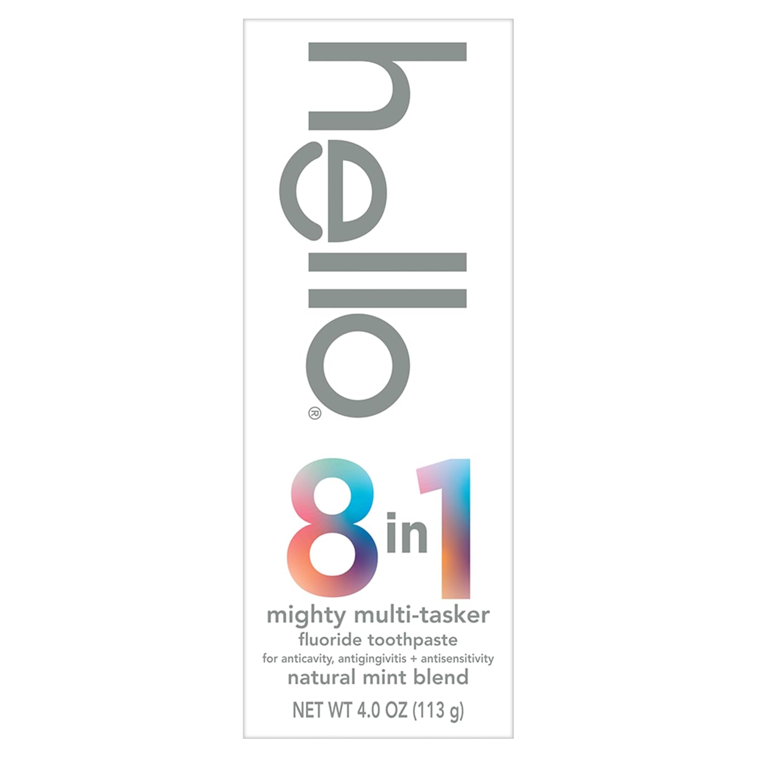 hello 8 in 1 Mighty Multi-Tasker Fluoride Toothpaste Pack, SLS Free Toothpaste with Fluoride, Antigingivitis and Antisensitivity, Natural Mint Blend, 2 Count, 4.0 oz Tubes