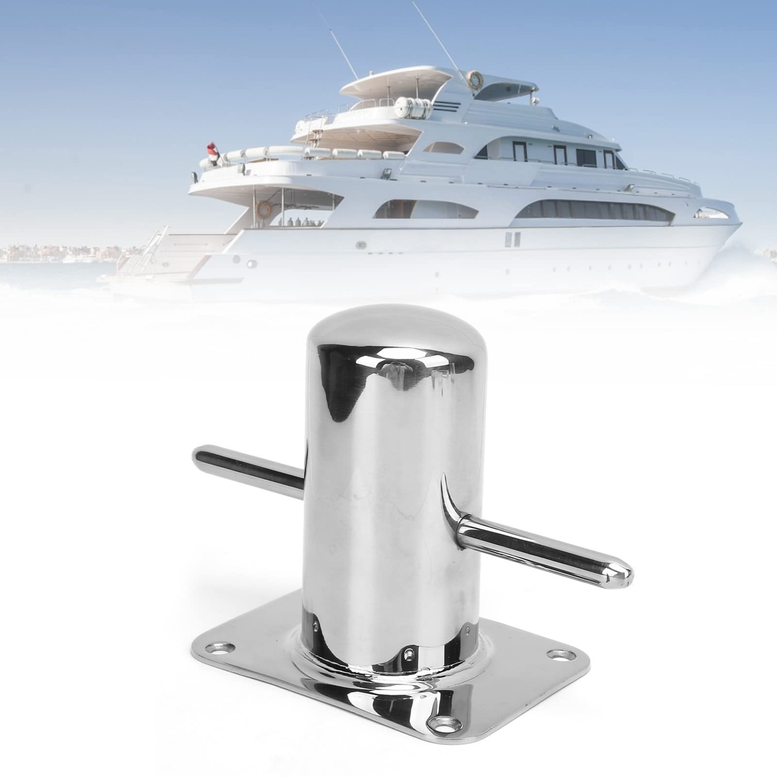 Punta per lago in acciaio inossidabile 316 | Heavy Duty Cross Bollard Cleat per barche/kayak/Docks | Accessori hardware marini resistenti | Specchio - finitura lucida, 344-586G