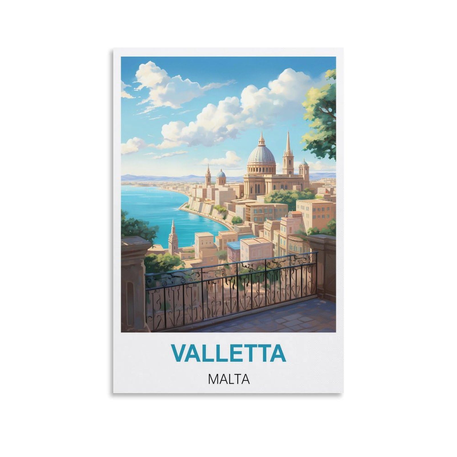 HWJJUII Valletta Malta Vintage Travel Poster 12x18inch(30x45cm) Canvas Wall Posters And Art Picture Print Modern Family Bedroom Decor Posters