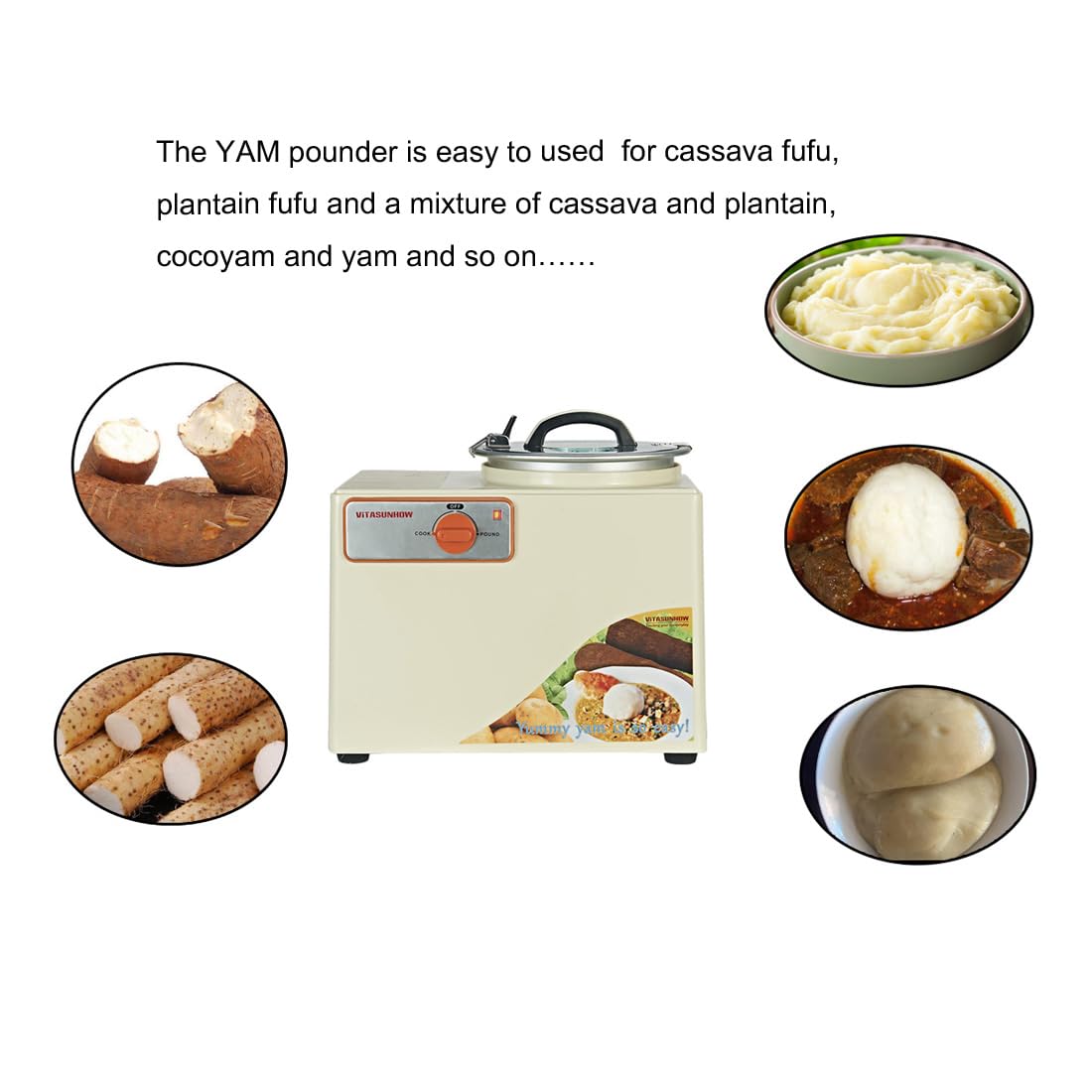 Buche Maker zum mühelosen Kochen von Yams und Schlagen von Yams, Maniok Fufu, FuFu Kochbananen und Maniok-Mischung mühelos 3,6 Liter