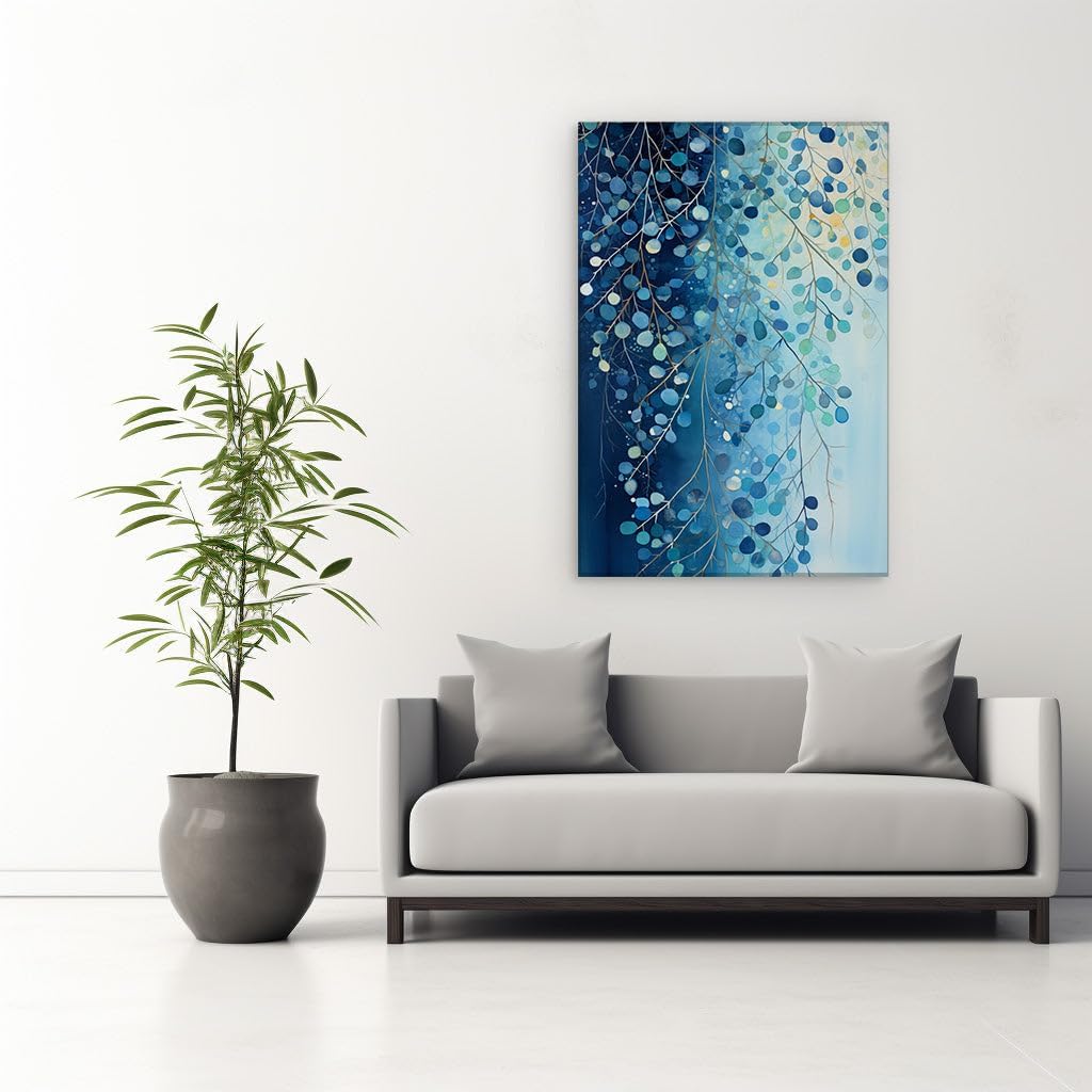 Canvas for Living room. Whispers of Gold Amongst the Azure Dreamcape, 27 x 18 inch Canvas Wall Art - Contemporary Masterpieces - Inspirational Office Decor - 69x46 cm (27x18 inch)