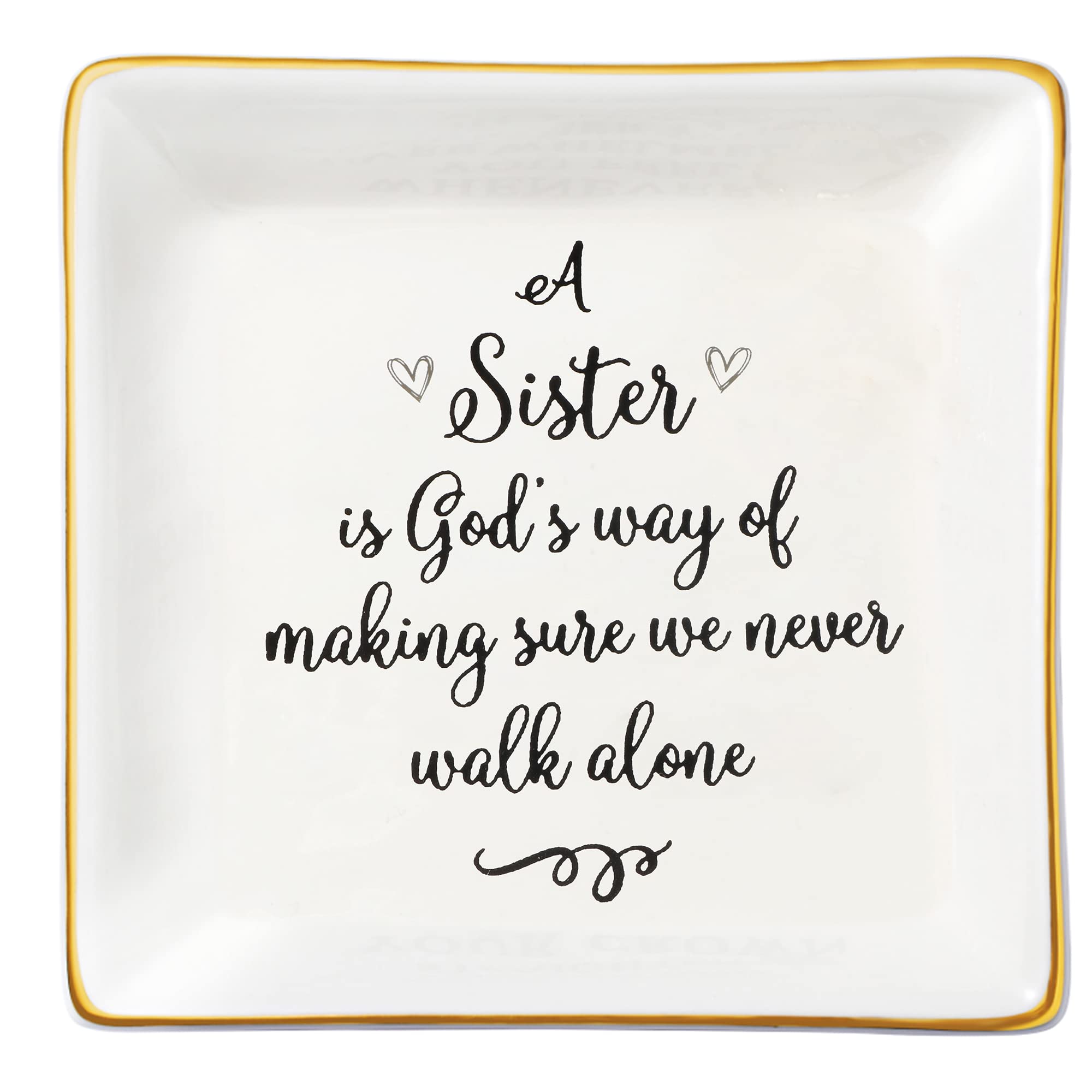 JoycuFFJoycuFF Sister Gifts from Sister Ceramic Trinket Dish Tray Jewelry Ring Earring Holders Gifts for Her Sister Birthday Mother's Day Thanksgiving Day Christmas