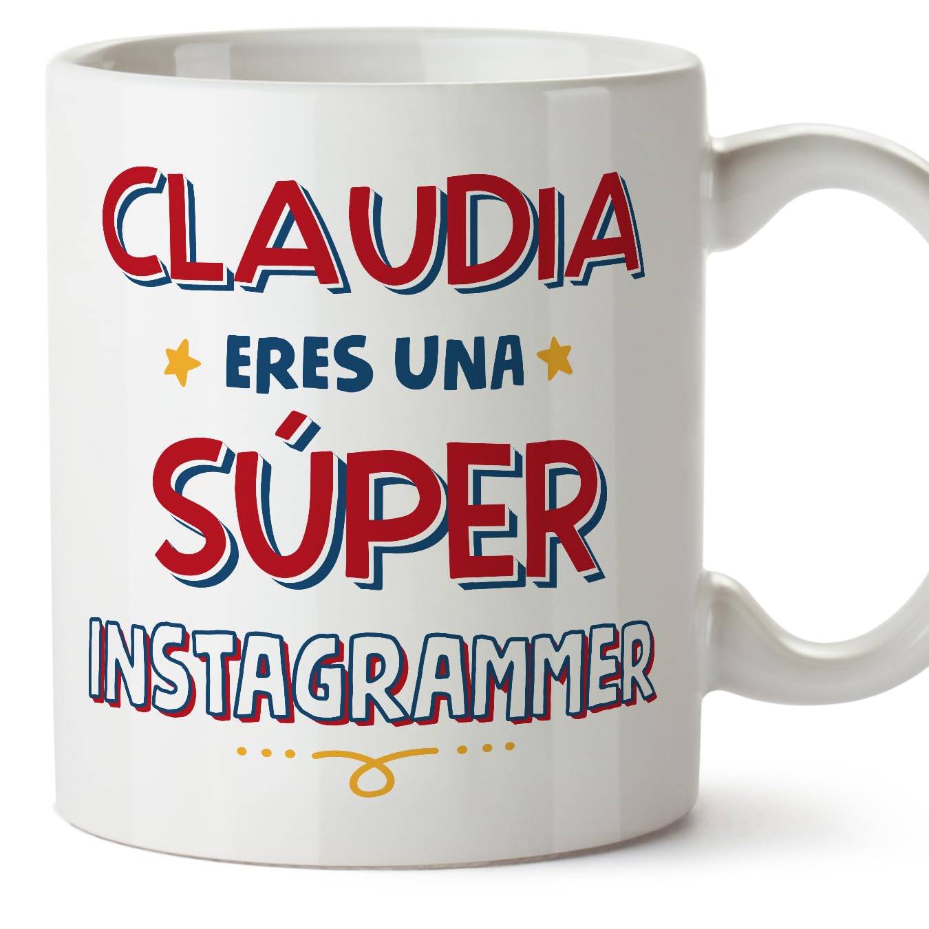 MUGFFINS Personalised Mug for INSTAGRAMMER Woman - in Spanish - Eres Súper - Funny Custom Gift for Colleagues - Ceramic 11oz Mug