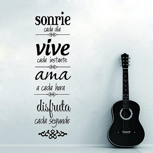 Miniatura 3 de Calcomanía de pared con reglas familiares inspiradoras españolas, Sonríe, Vive, cita AMA para comedor y sala de estar, arte de vinilo de PVC