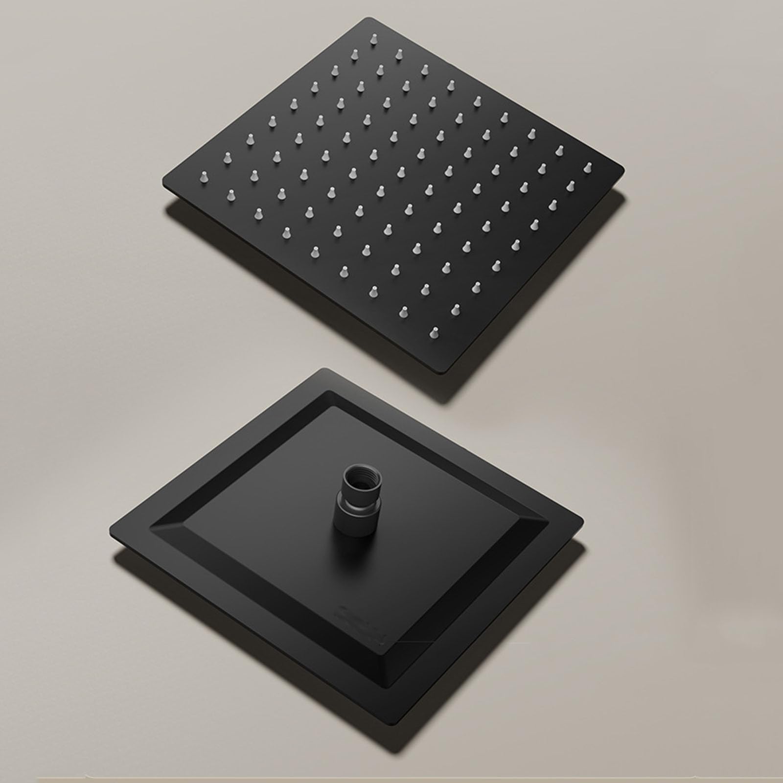 Sistema de Ducha Empotrado con Rociador de Ducha Cuadrado 25 x 25 cm sin Grifo Negro