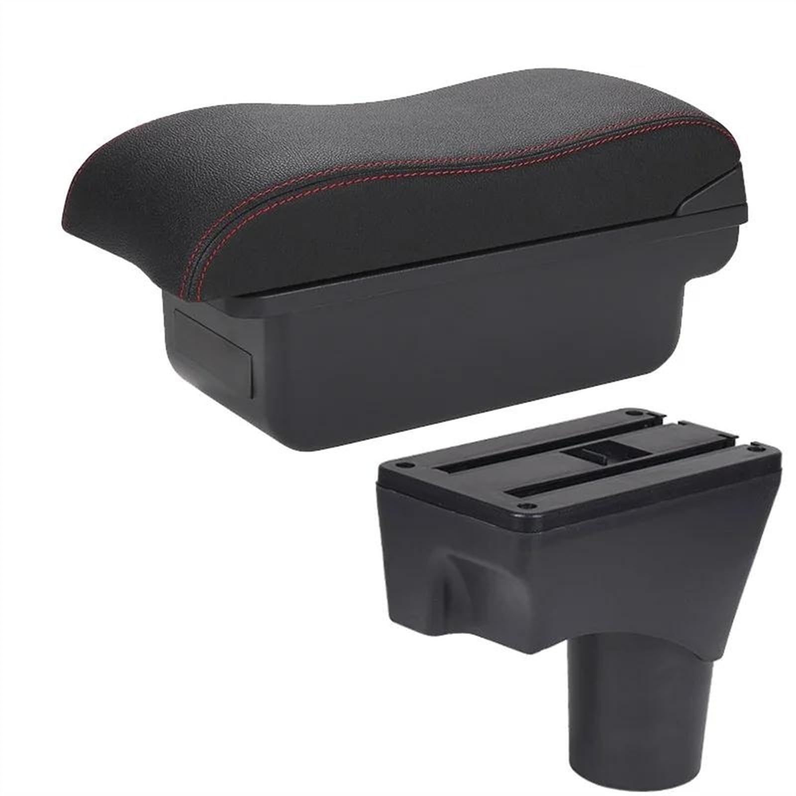NOHEEU 2010-2022 Armrest Box Car Arm Storage Retrofit Parts Accessories For Sunny For March For Micra K13(C1 Black red NO USB)