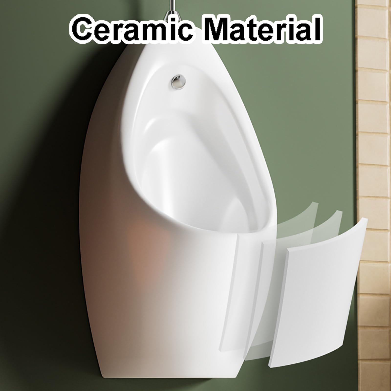 Naścienny męski pisuar, ceramiczny ręczny zawór spłukujący, rozdzielacz moczu do łazienek, KTV, barów, hoteli
