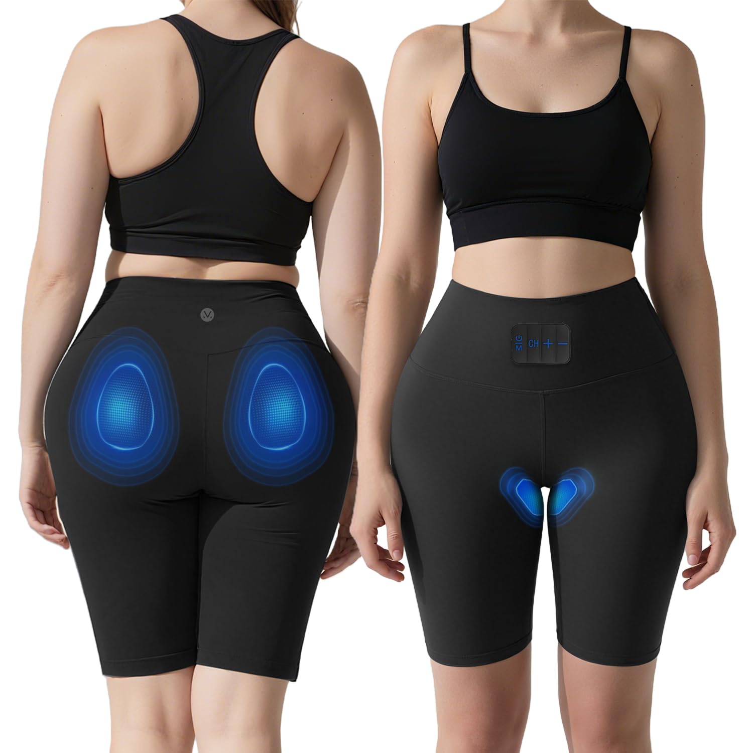 MEGELIN Pantalones cortos tonificadores EMS – Activación muscular profunda para restaurar la función de la cadera y la pelvis (para mujeres, uso en casa) – Resultados visibles en 2 a 4 semanas – Negro
