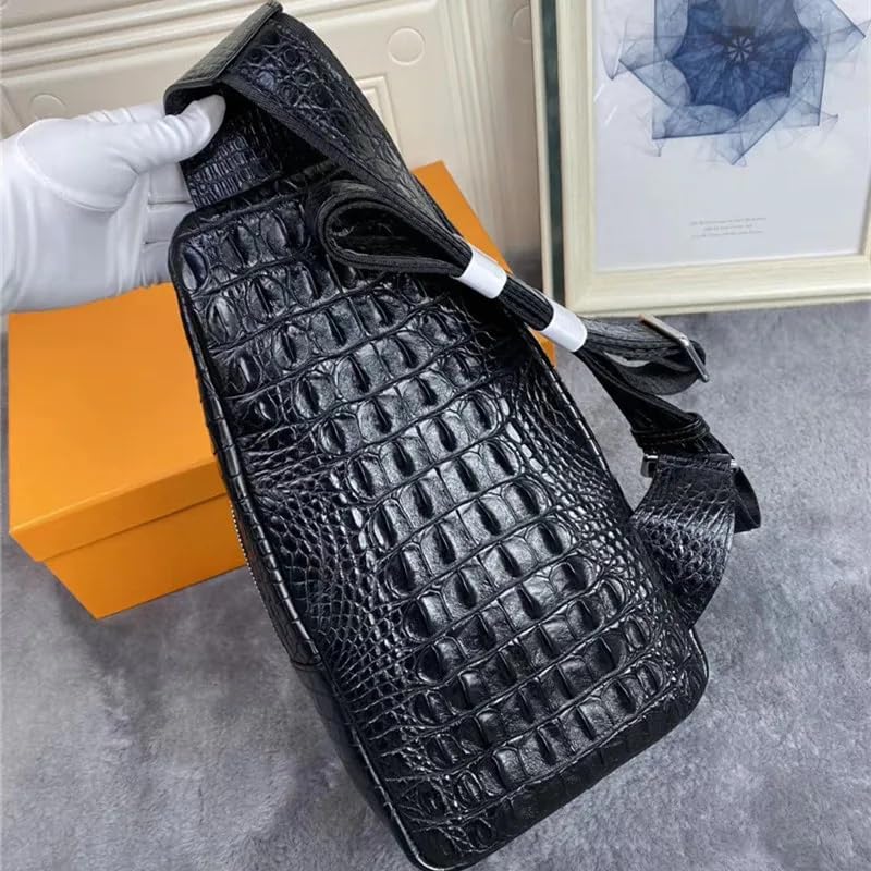 Authentic Real True Alligator Leather Men's Casual Chest Bag Genuine Exotic Crocodile Skin Male Cross Shoulder Bag Travel Bag4