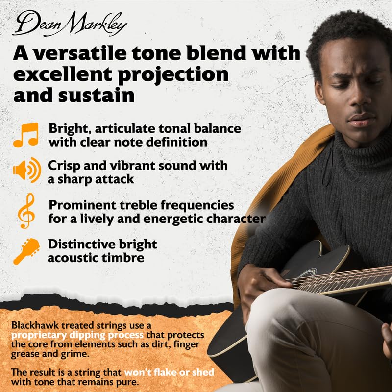 Cordes premium Dean Markley Blackhawk Coated 80/20 haute longévité extra light 10-47 - 3