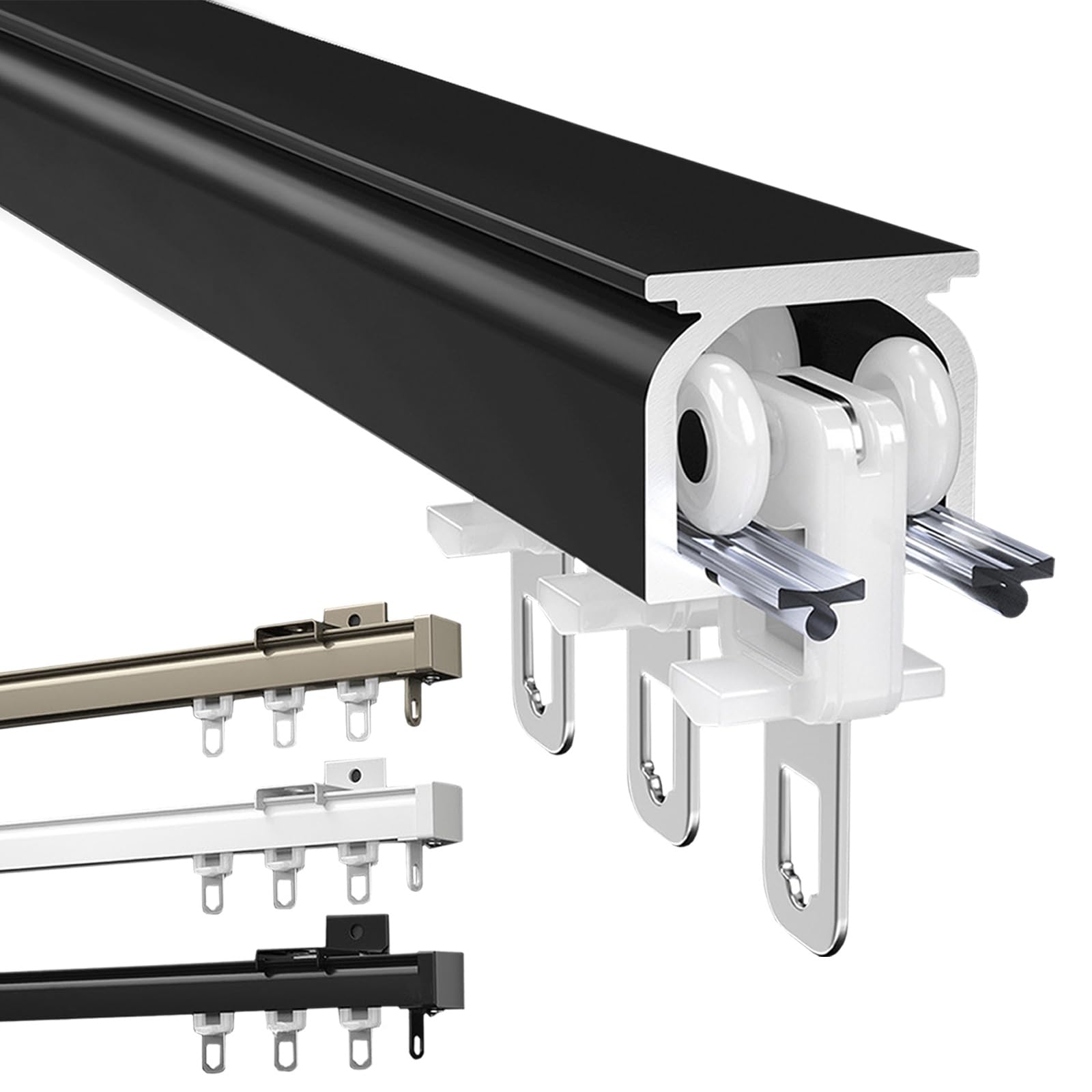 Rieles de cortina de aluminio resistentes de 2 mm para montaje en techo y pared ajustables