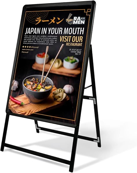 Naritaka Store JC-A1-S Sign, Standing Sign, Aluminum, A1, Single-Sided, A-Shaped Stand Sign, Panel Stand, Store Sign, Outdoor, Poster Frame Stand, Grip-Type A-Shaped Sign, Poster Panel Stand, Silver - 2