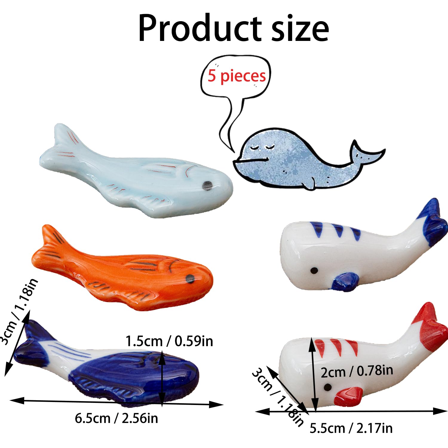 5 Piezas Palillos Descansa De Cerámica, Soporte para Palillos De Cerámica, Palillos Titular Soporte Cuchara, Pesce In Ceramica, para Cuchara, Tenedor o Cuchillo, Decoración De Mesa De Cocina