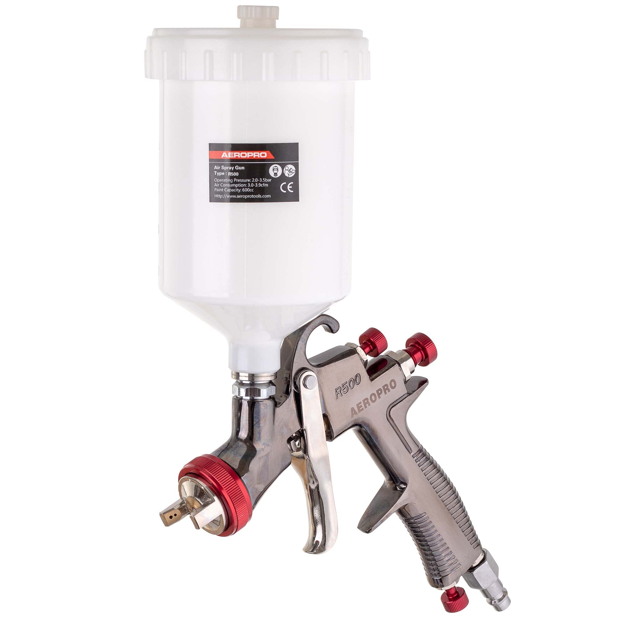 AEROPRO Pistola de pintura LVLP 600 ml 2,0 mm + Mini pistola pulverizadora 125 ml 1,2 mm Boquilla Juego de boquillas AEROPRO
