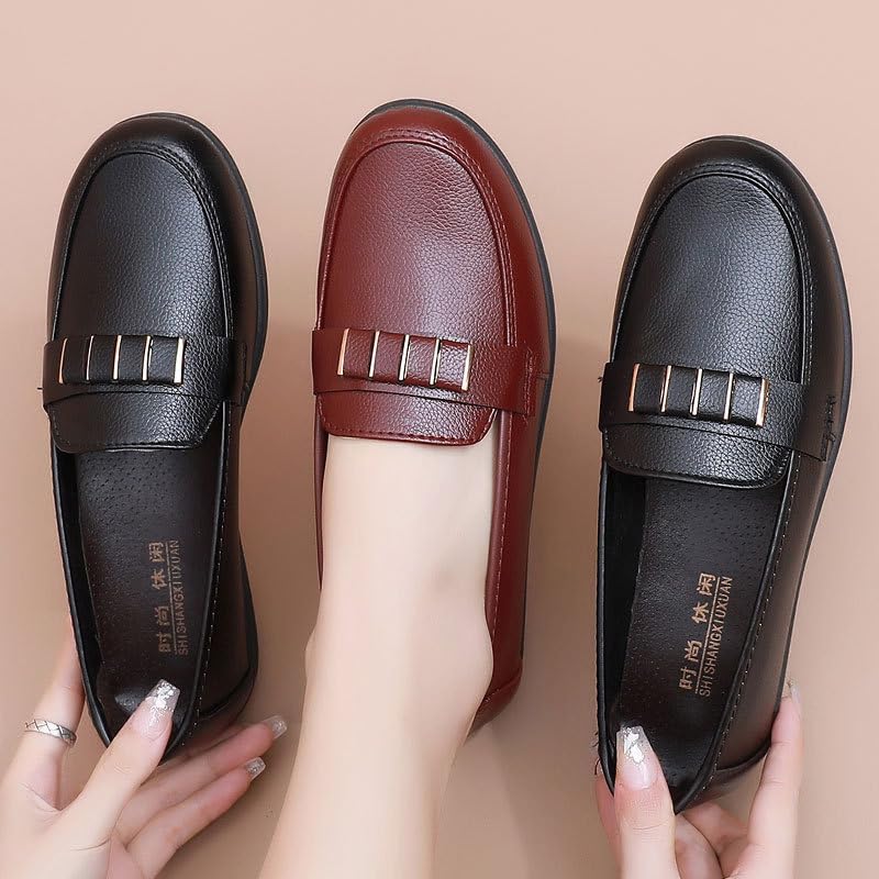 New Mother Spring and Autumn Models in The Elderly Women's Shoes Comfortable Middle-Aged Leather Black Work Soft Sole Single Shoes2