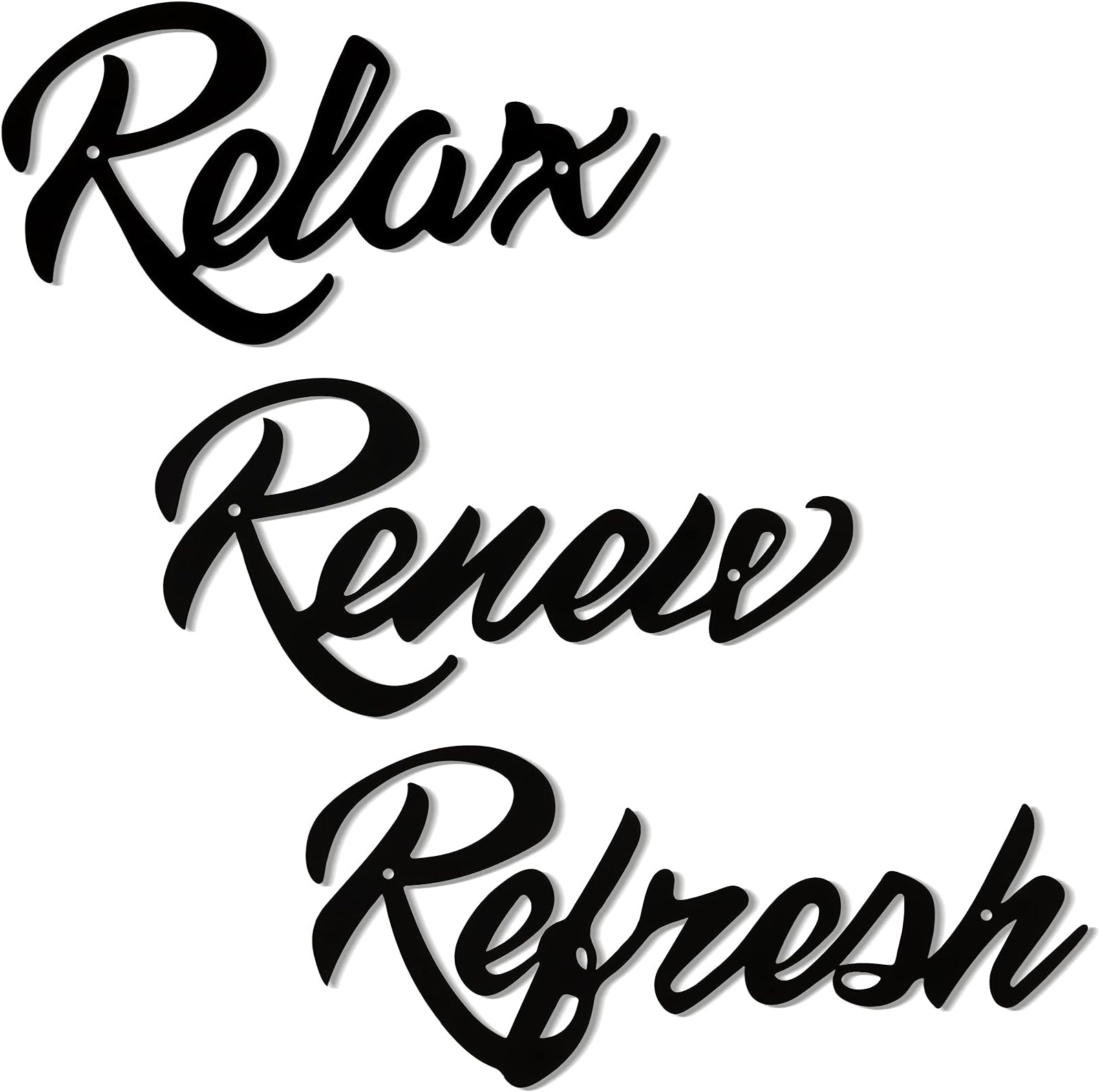 Hotop 3 Pcs Bathroom Wall Decor Relax Renew Refresh Signs Farmhouse Bathroom Wall Art Signs Black Metal Relax Renew Refresh Decor for Home Restroom Decoration