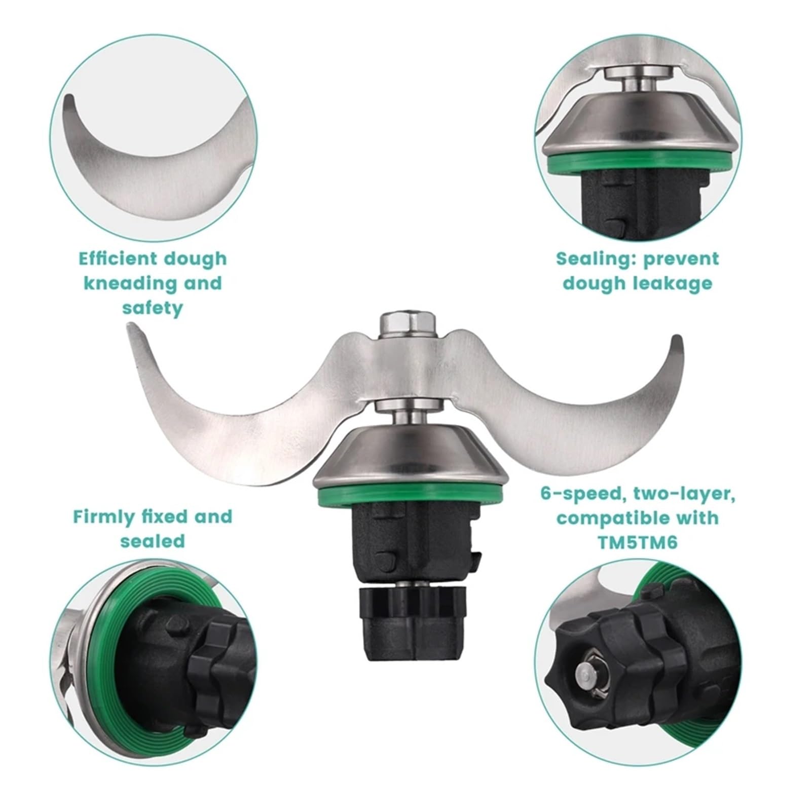 KENPOJO Teigmesser Für Thermomix TM5/TM6 - Edelstahl Mixer Zubehör