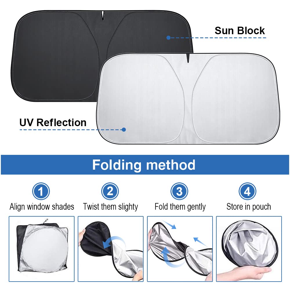 2 Parasole Per Auto Con Motivo Lupo Floreale, Schermo Solare Pieghevole 64x72 Cm, Protezione UV Per Parabrezza, Per SUV E Auto