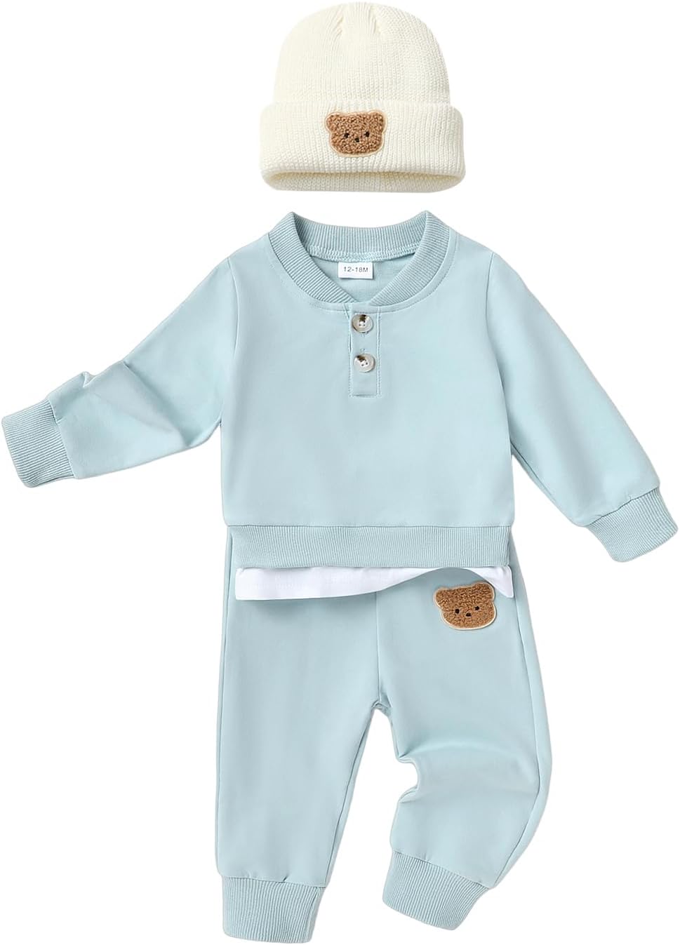 YOUNGER TREE Toddler Fall Outfits Baby Boy Sweatshirt Top Sweatpants Set Cute Sweatsuit for Boy Winter Clothes with Hat