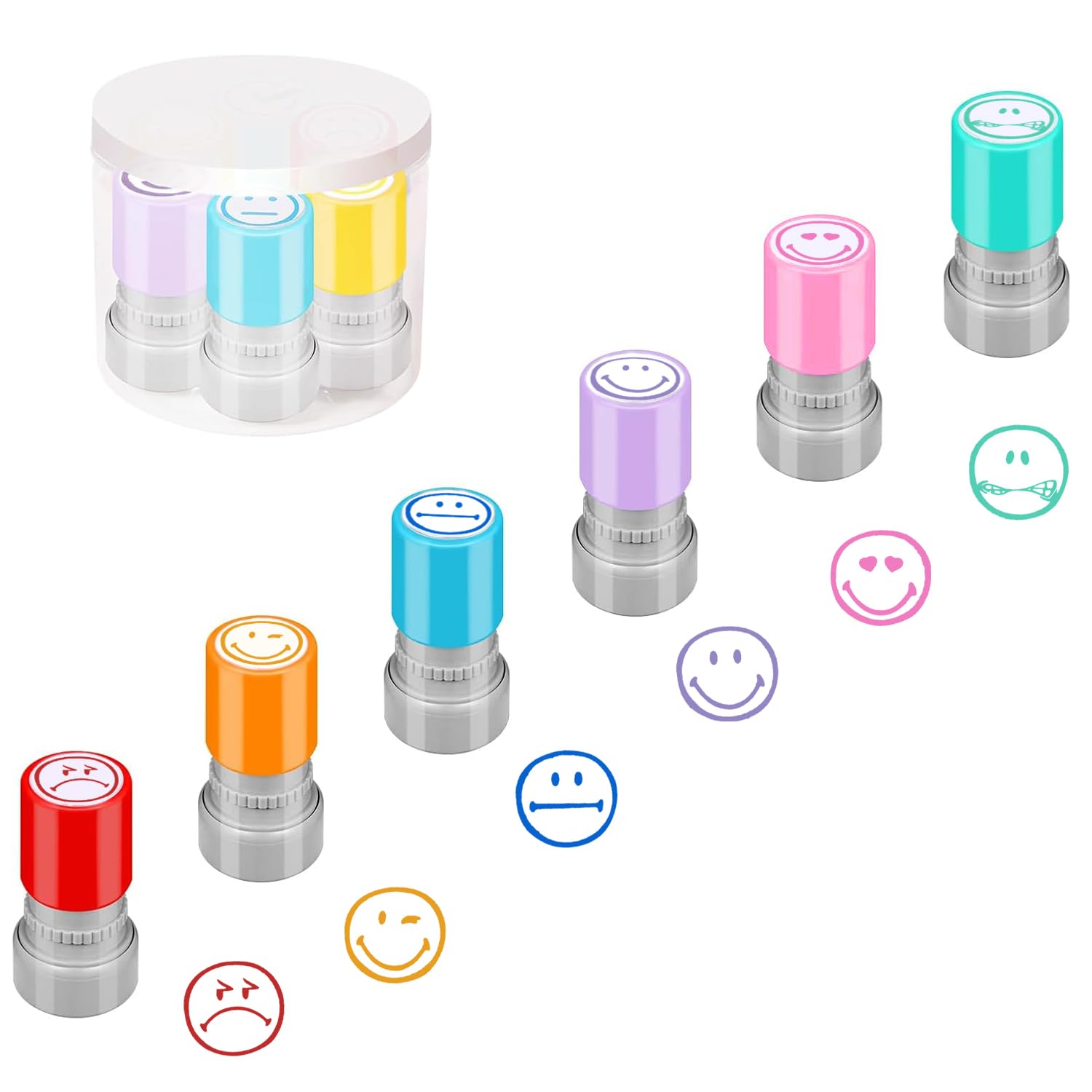 Self-Inking Teacher Stamp Set, 6 Pieces Stamps for Children, Reward Stamp Teacher, Student Homework Stamper, Teacher Gifts for Children, Education, Teachers, Review Design2