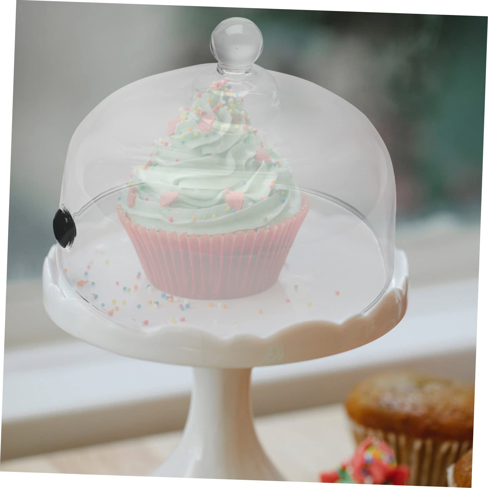 Couvercle Transparent pour Plat en Verre, Cloche Dessert 1 Pièce
