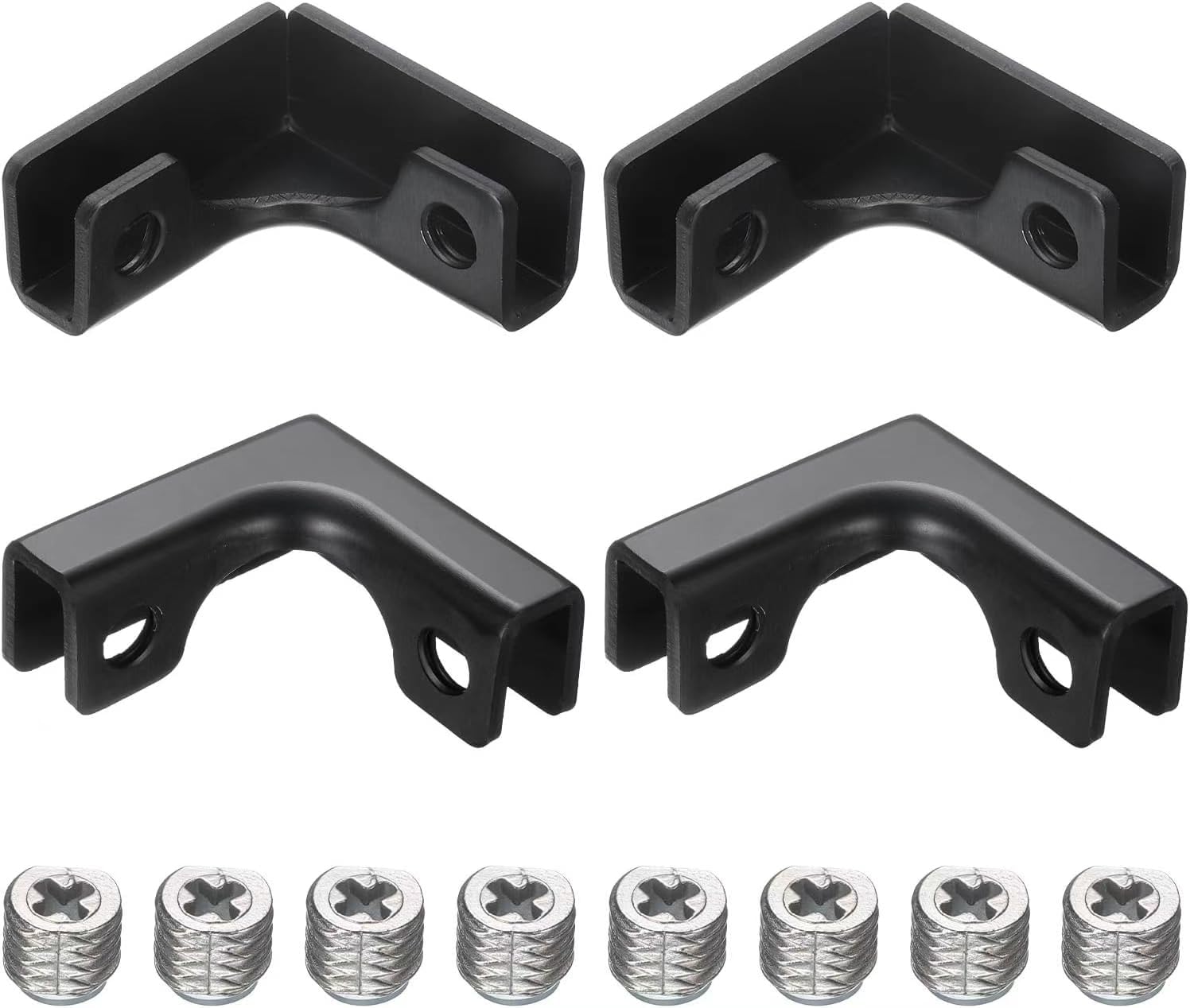 Fixing Clip, Fits 8-10mm L-Shaped Partition board Combination Fixing Bracket, Aluminum Alloy Reinforced Clip Clamp fits Display Cabinet, Partition board ((black) 4Pcs