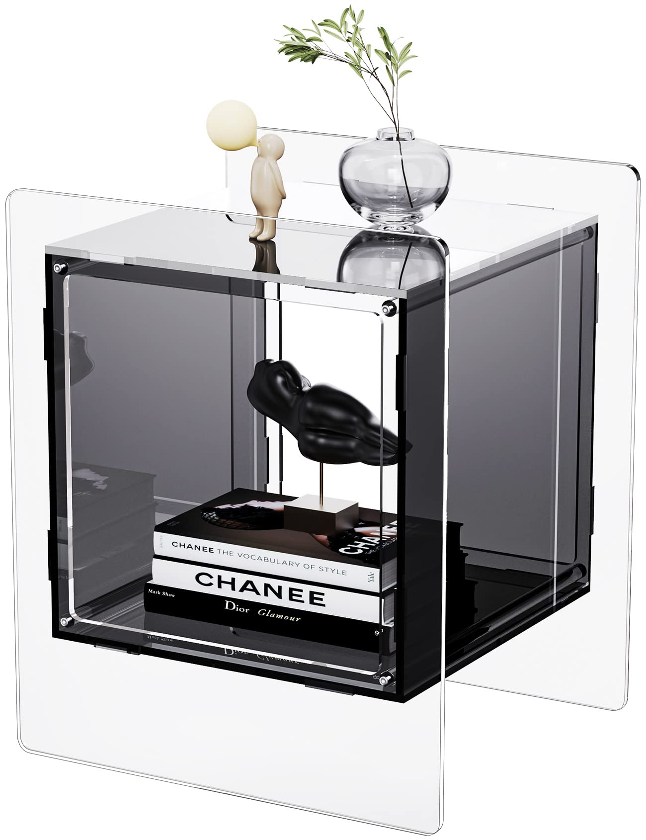 solaroundAcrylic Side Table, Bedside table Nightstand for Living Room Bedroom, Acrylic Tables (Black)