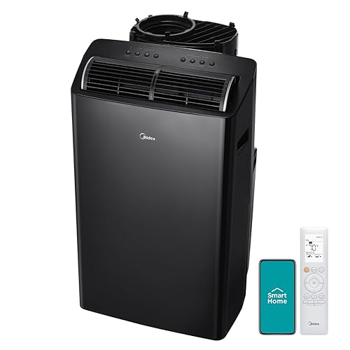 Midea Duo 12,000 BTU (10,000 BTU SACC) HE Inverter Ultra Quiet Portable Air Conditioner, Cools up to 450 Sq. Ft, Works with Alexa/Google Assistant, Includes Remote Control & Window Kit - Duo Hose + Inverter + Wi-Fi - 12,000 BTU