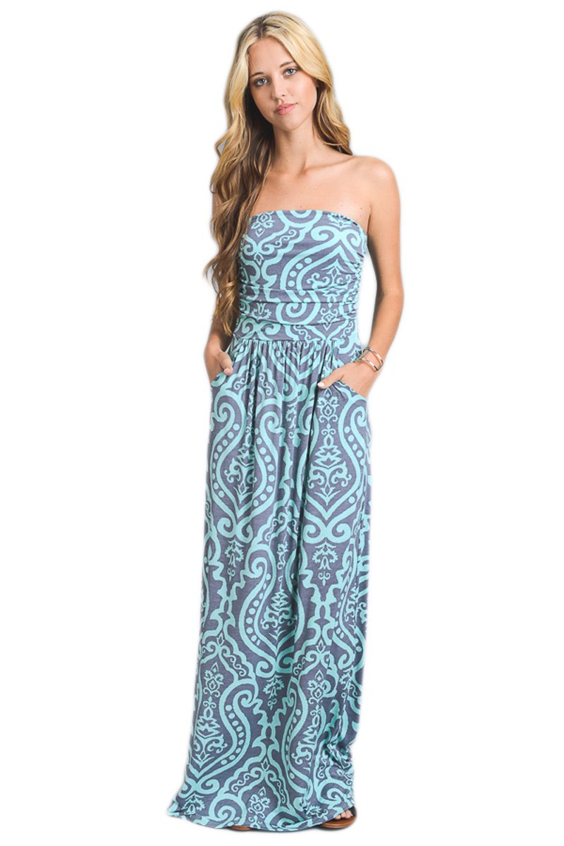 Vanilla Bay Women's Strapless Full Length Maxi Dress with Pockets