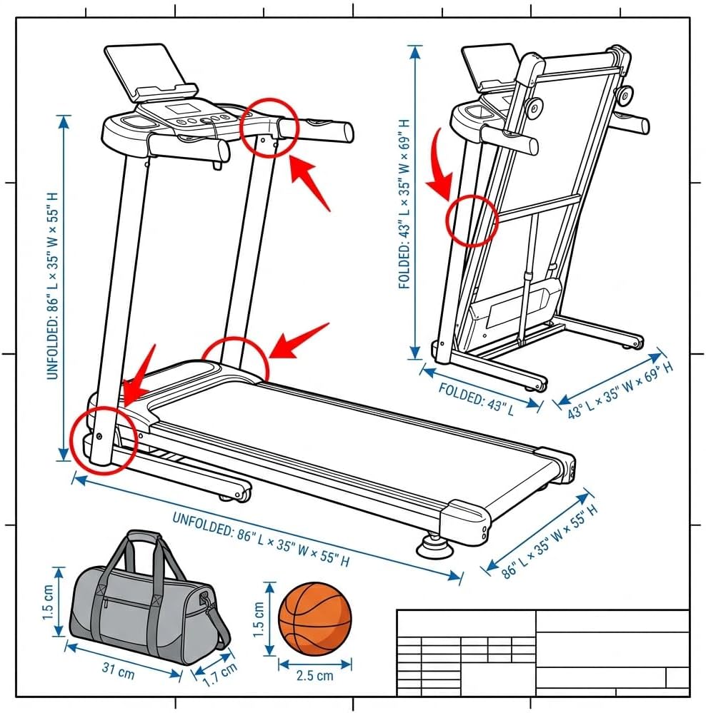 Walking Pad Treadmill with Removable Desk Workstation, 15% Incline Treadmill with Handle Bar, Foldable Treadmills Under Desk, Adjustable Height, 400 lbs+ Capacity, Walking or Running for Home Office image 6