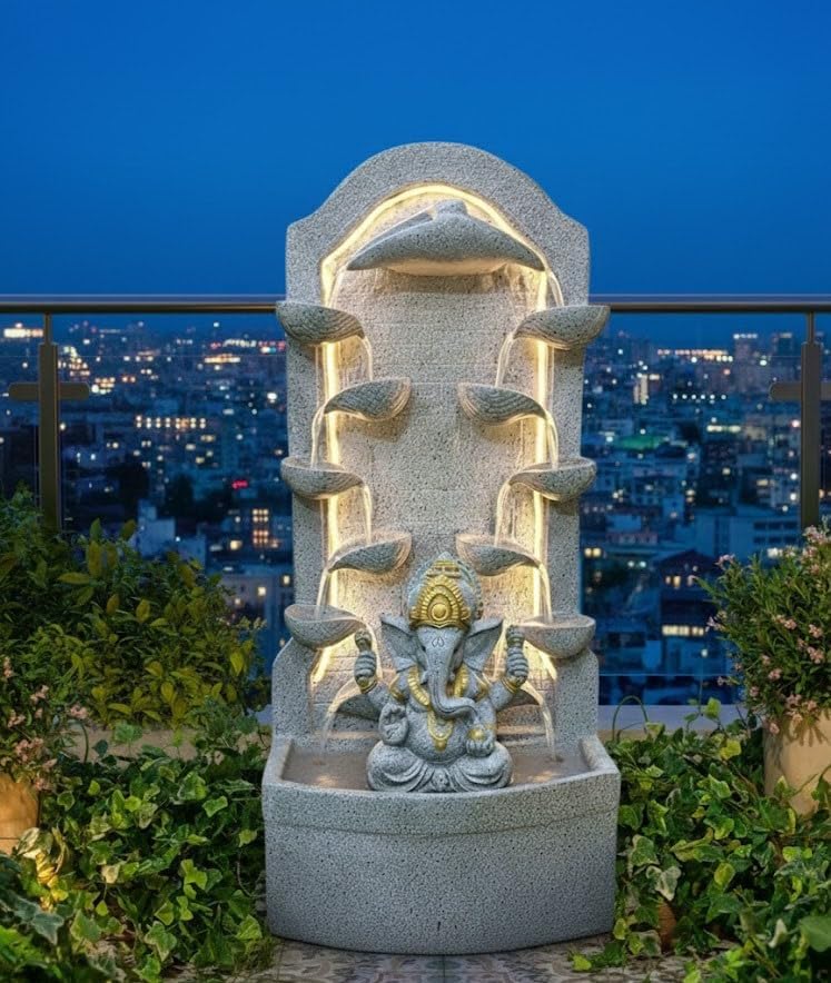 3.2FT Height Ganesh Water Fountain for Home Decor (14 Inch Width) Indoor Outdoor Decorative Waterfall with LED & Silent Water Pump for Office, Garden, Patio, Temple & Meditation D?or-image-5