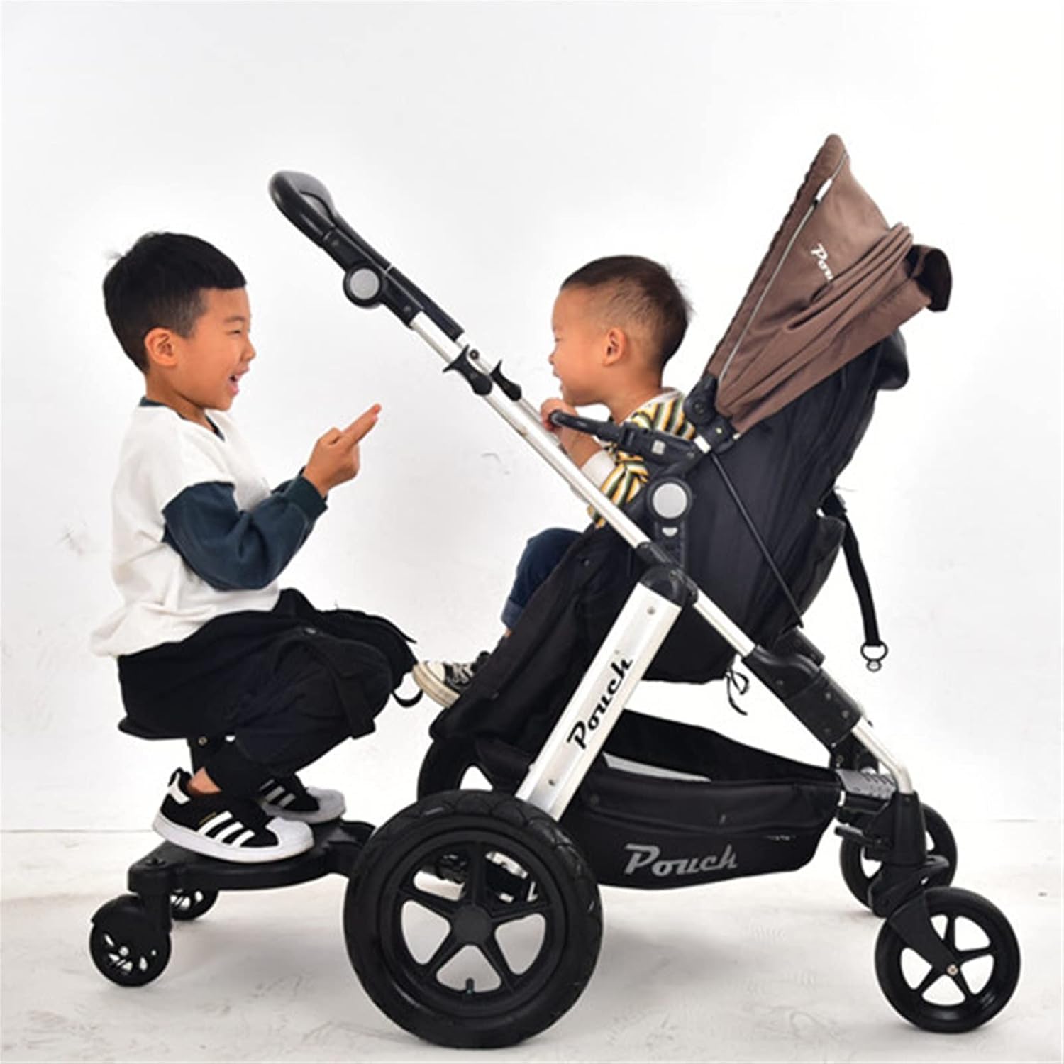 Stroller Accessories 2 in 1 Universal Strollers Step Board Adapter Second Child Jogger Footborad with Seat Twins Scooter Baby Pram Hitchhiker Bumper (Color : Black01)