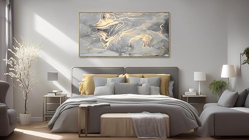 Miniatura 80 de Arte abstracto para pared, impresiones artísticas de pared, pintura en lienzo, negro, amarillo, azul, obra de arte moderna grande para sala