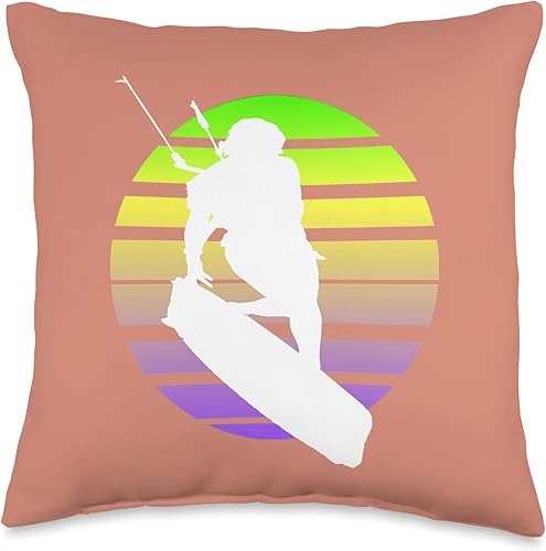 Kitesurfing Female Rider Silhouette Retro Sunset 10 - Almohada de 16 x 16 pulgadas, multicolor