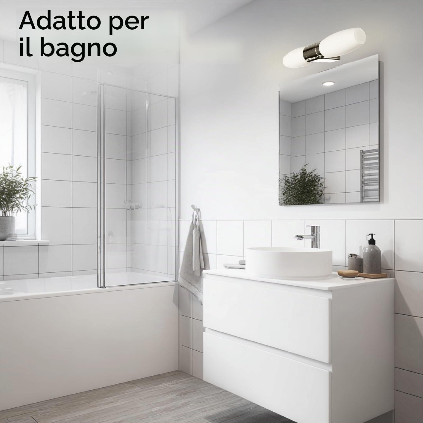 Arte Lamp Applique Da Specchio Per Bagno A Due Punti Luce Con Cavo E Presa Finitura Cromata E Vetro Ovale Per Illuminazione Uniforme Del Lavabo E Zona Trucco