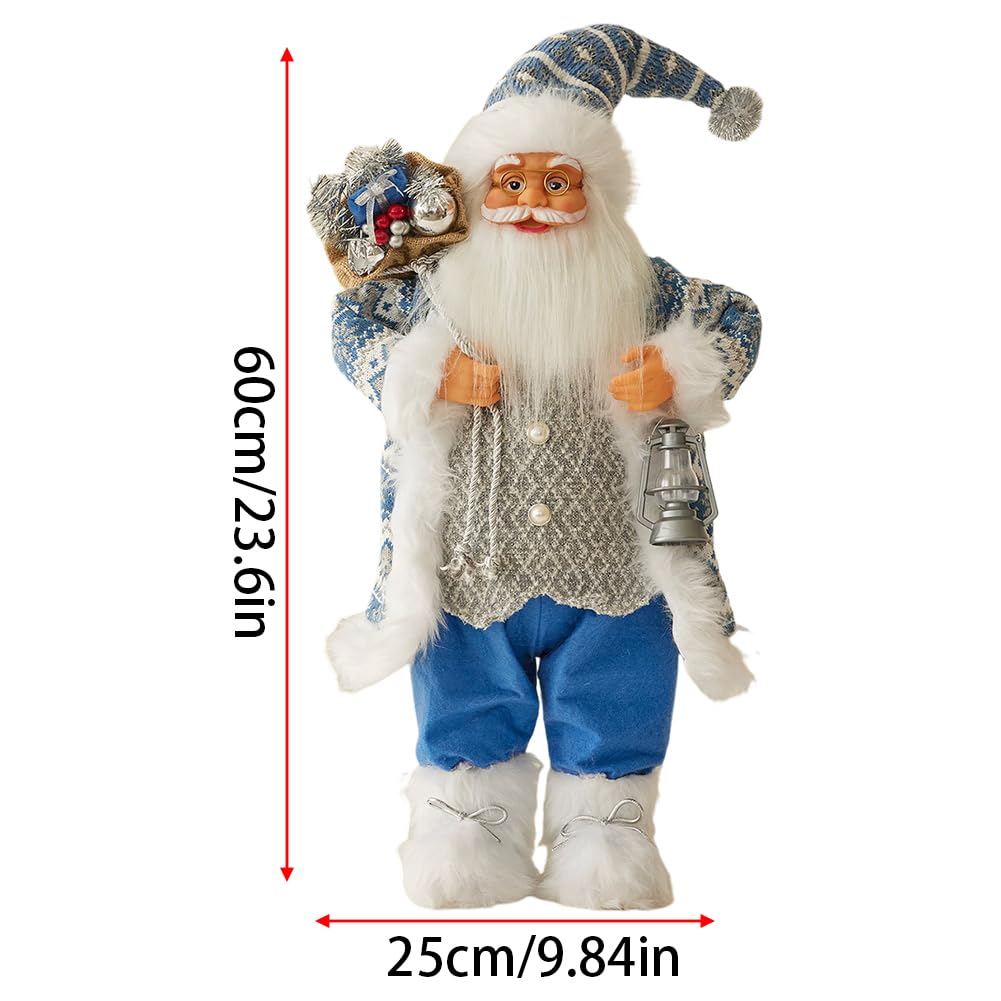 JAWSEU Figuras de Papá Noel de 60 cm Adorno navideño Figura de Papá Noel de pie Estatua Tradicional de Papá Noel muñeco de Adorno con Bolsa de Regalo para Ventana Mesa Chimenea decoración navideña