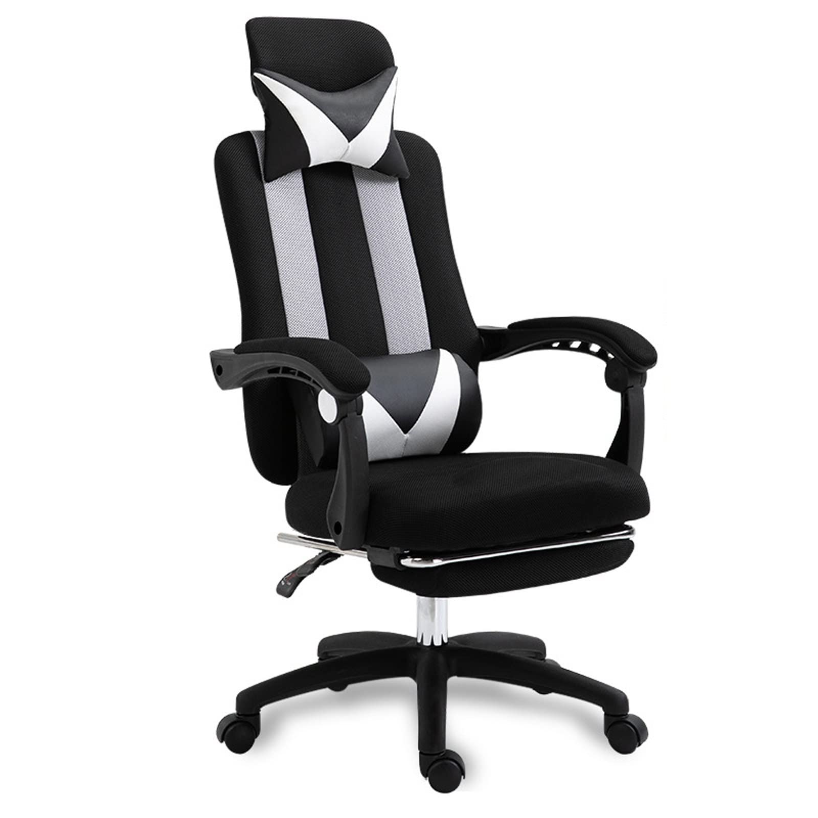 HUIQC كرسي مكتب شبكات، مريح يحسب كراسي مع مسند القدمين، 155 درجة كراسي الألعاب المستقرة، ارتفاع قابل للتعديل (Color : Black)