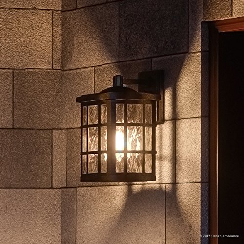 Super Sale 🛒 Luxury Craftsman Outdoor Wall Light, Small Size: 13"H x 8"W, with Tudor Style Elements, Highly-Detailed Design, Oil Rubbed Parisian Bronze Finish and Water Glass, UQL1233 by Urban Ambiance